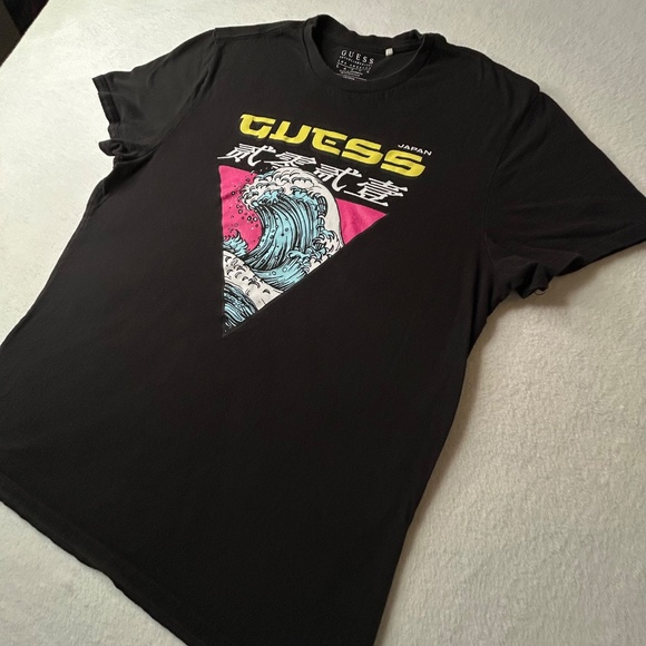Guess Los Angeles Womens Large Japanese Great Wave Hokusai Cyberpunk - Picture 2 of 7